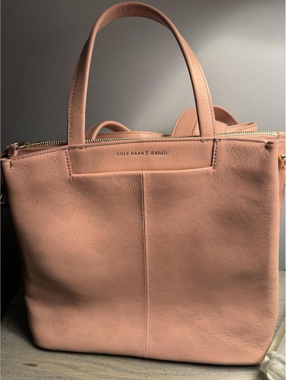 Cole Haan Tan Pebbled Leather Shoulder Bag Purse Handbag